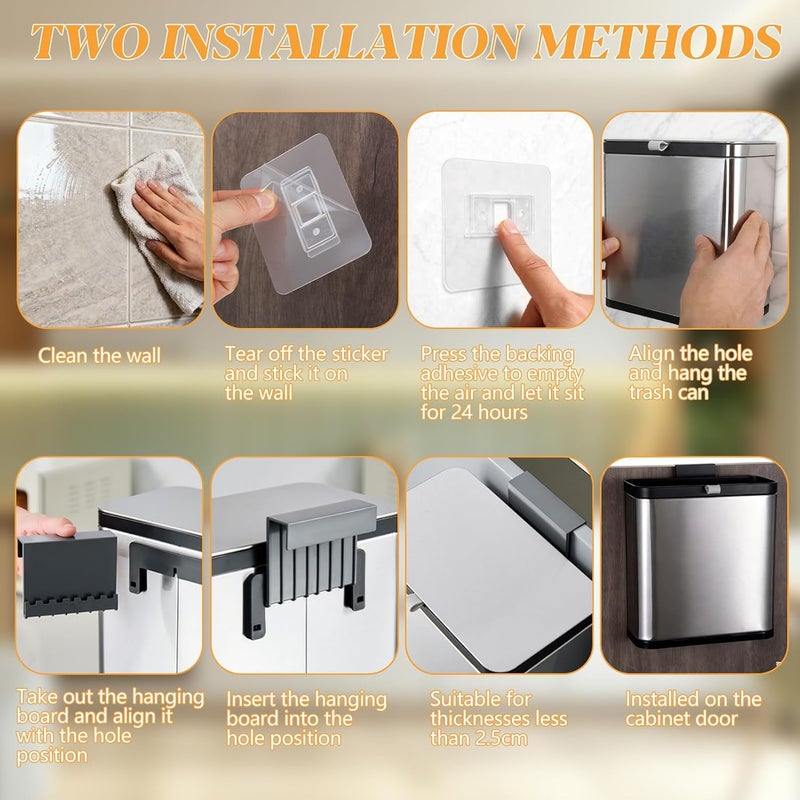 Wenceda Stainless Steel Sanitary Napkin Receptacle Wall Mounted with 100pcs Trash Bags,Tampon Disposal Bin for Bathroom,Toilet Freestanding or Wall Mounted Trash Can 8x5.1x8.4 - Image 4